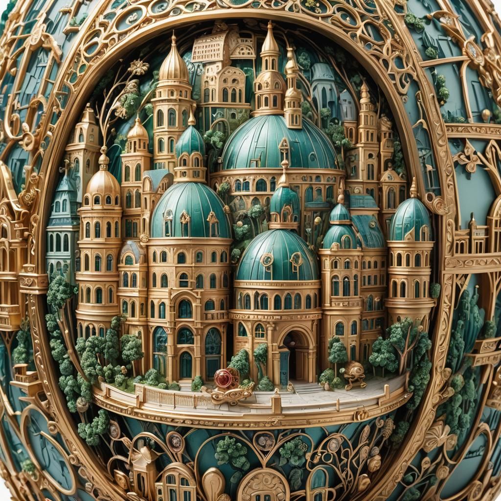 City Inside a Fabergé Egg: Detailed Art