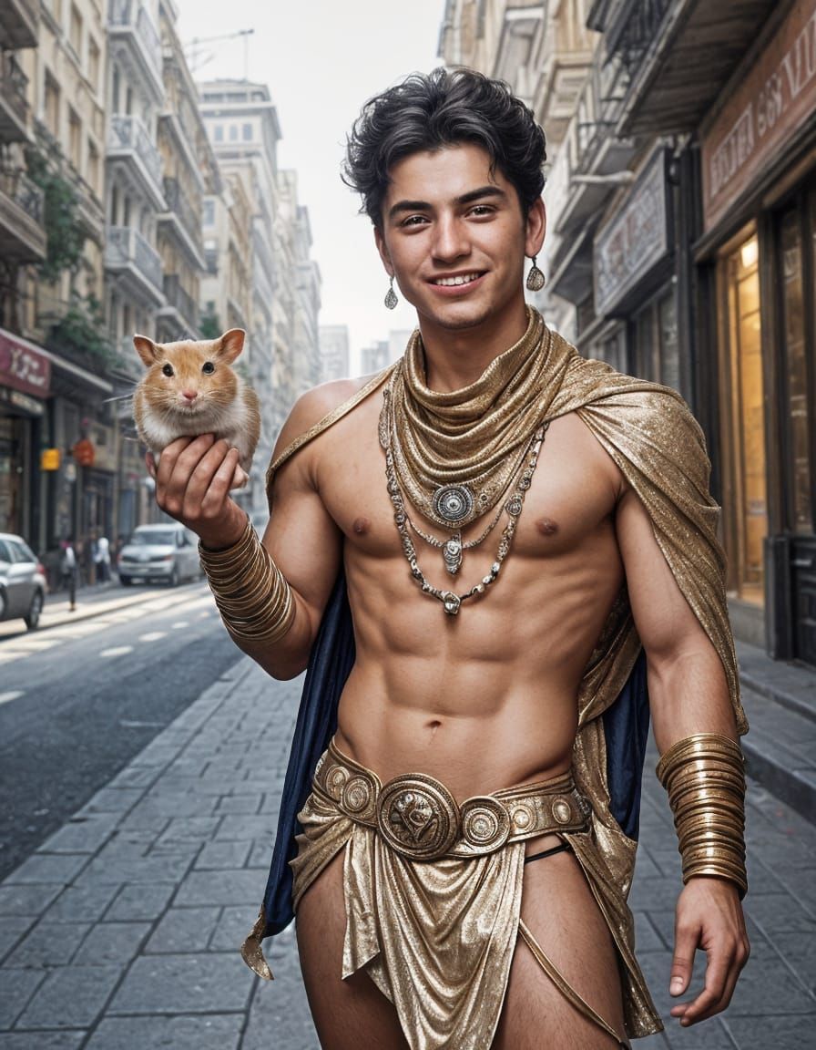 Aztec Hero in Minidress with Guinea Pigs