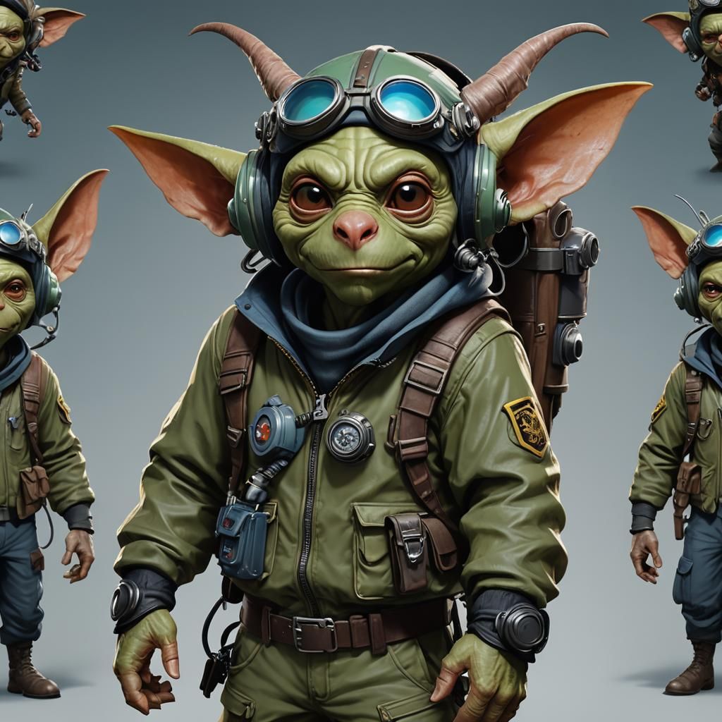 Goblin Pilot Portrait in Detailed Matte Painting