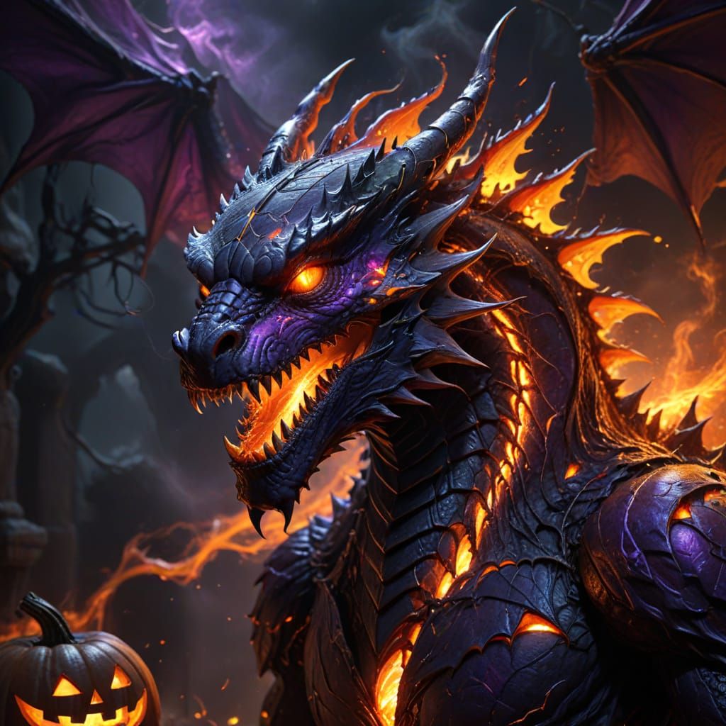Majestic Halloween Dragon in Dark Fantasy Concept Art