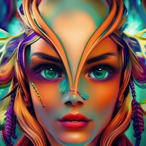 Detailed Portrait with Colorful Abstract Background