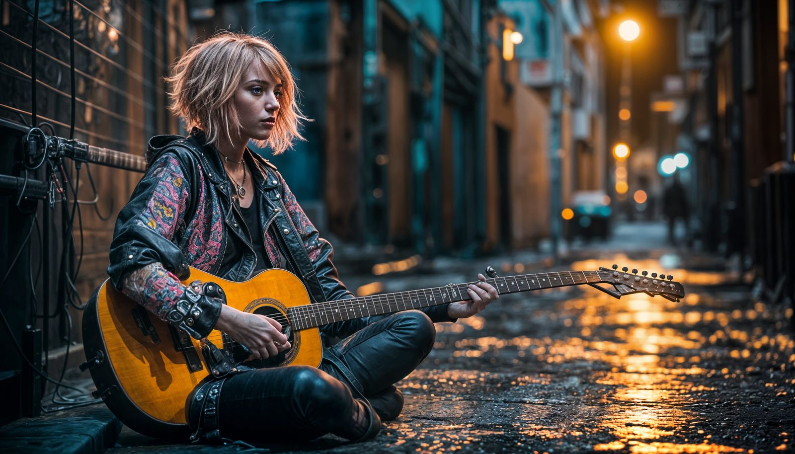 Cyberpunk Punk Rock Girl Guitarist