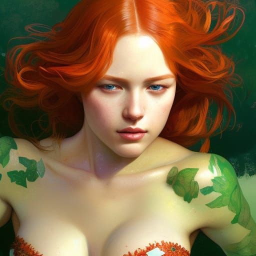 Beautiful Redhead Portrait in Hyperdetailed Digital Art
