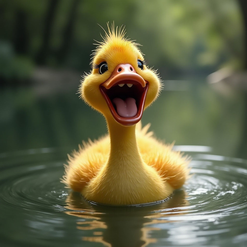 Funny Ugly Duck Laughing in Pond
