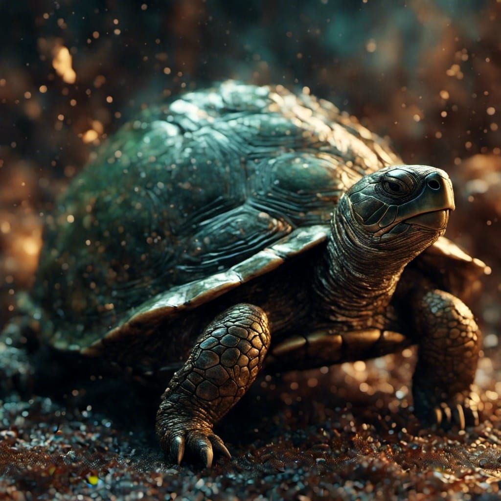 Stylized Turtle with Intricate Shell Design