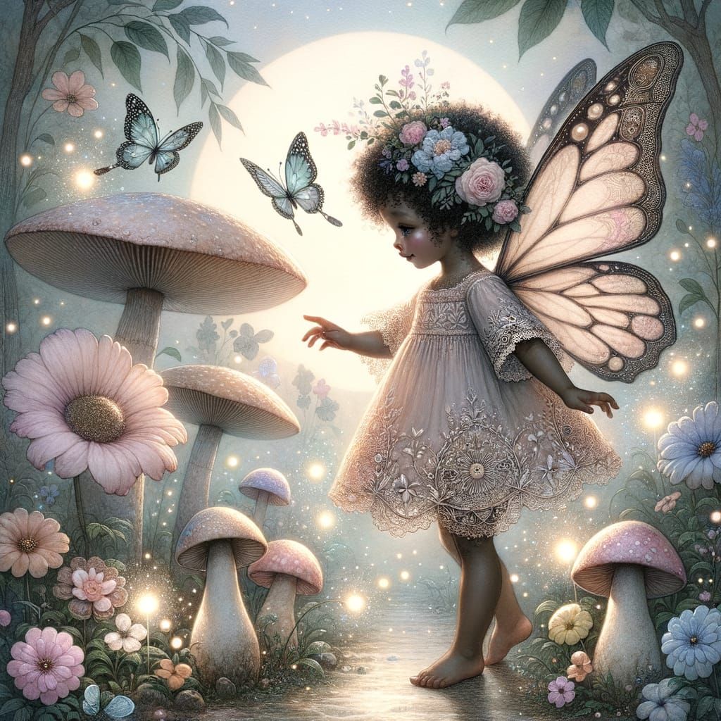 Whimsical Fairy Child in Magical Garden