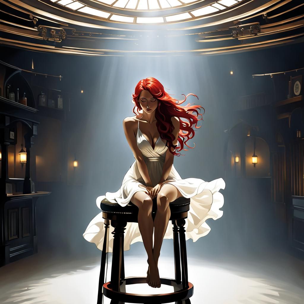 Ethereal Irish Girl Silhouette with Flowing Hair