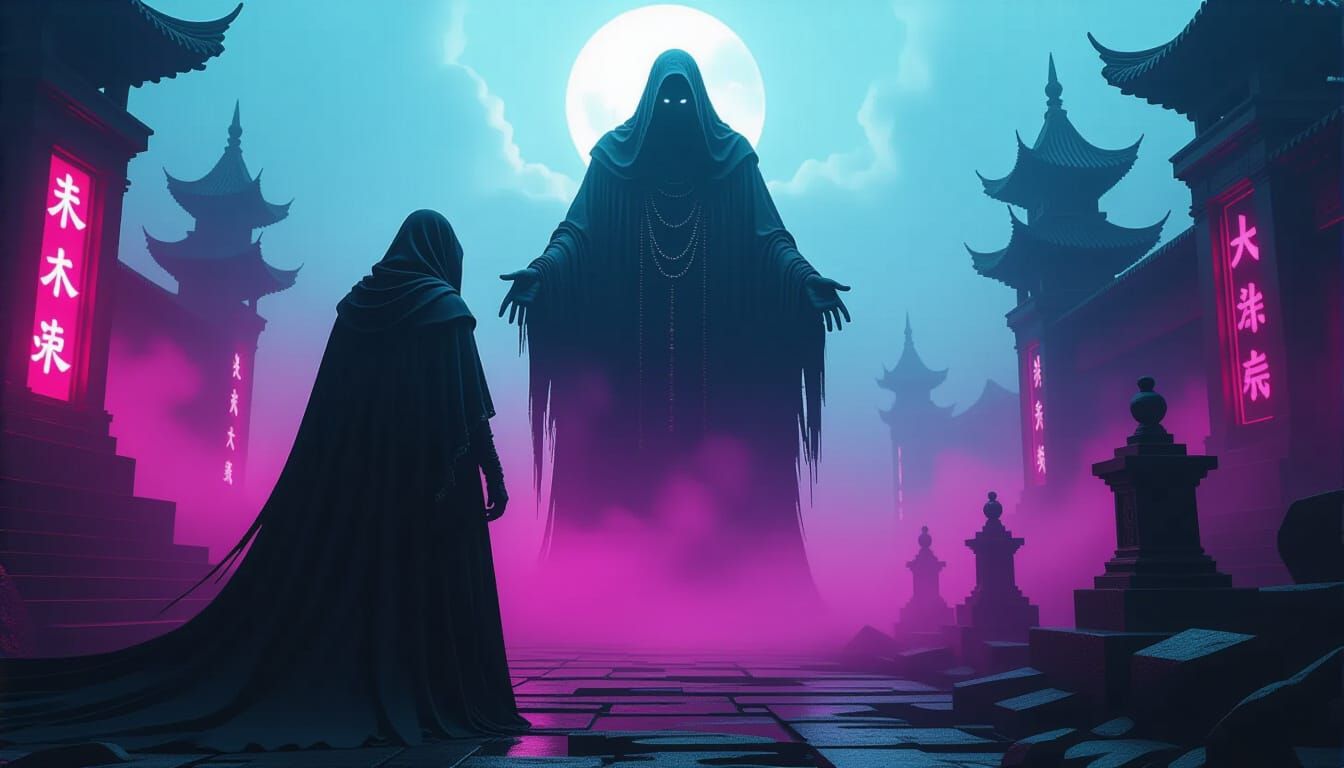 Eerie Underworld: Death in a Dark Fantasy Digital Painting