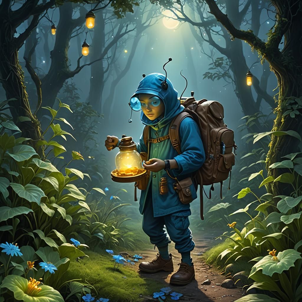 Blue Firefly's Adventure: A Detailed Matte Painting