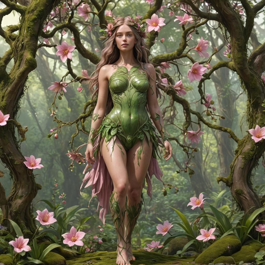 Whimsical Oil Painted Woman in Biopunk Fantasy Style