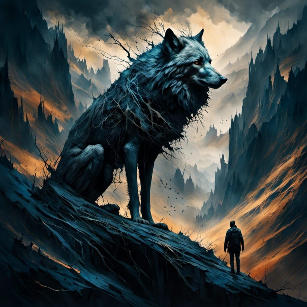 Majestic Wolf in a Dramatic Digital Painting