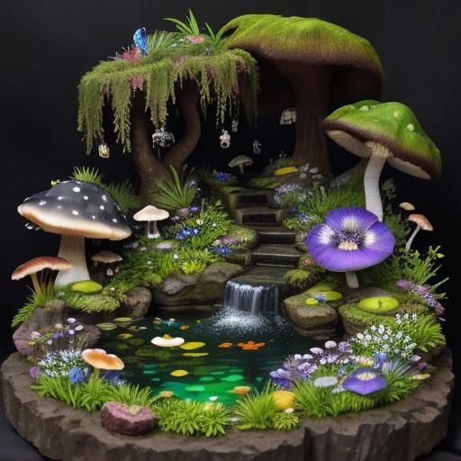 Lush Hidden Garden Cave Diorama