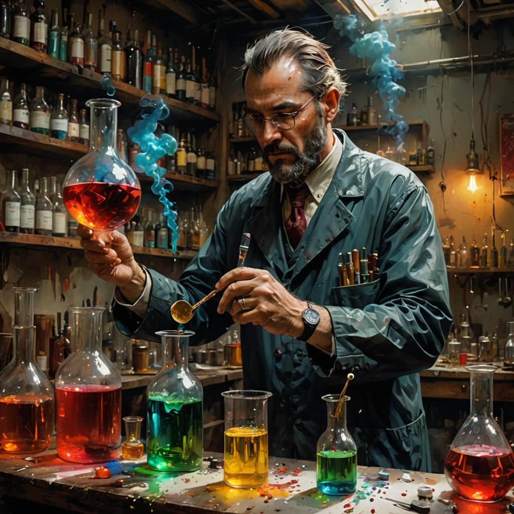 Chemist in Laboratory: Detailed Matte Painting