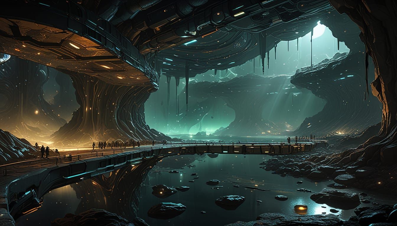 Alien Planet Cross-section Exposes Glowing Cocoons Deep With...