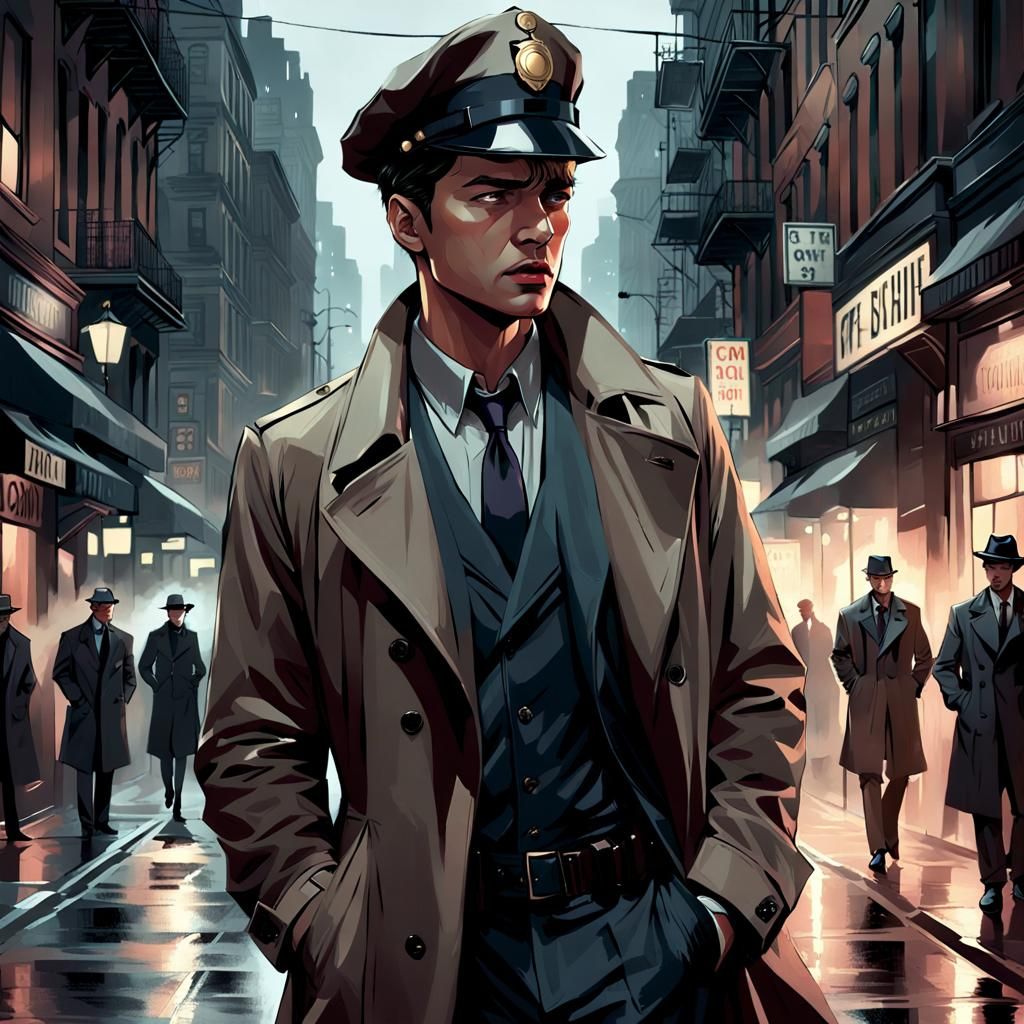 Noir Detective Solving Crimes in Gloomy City