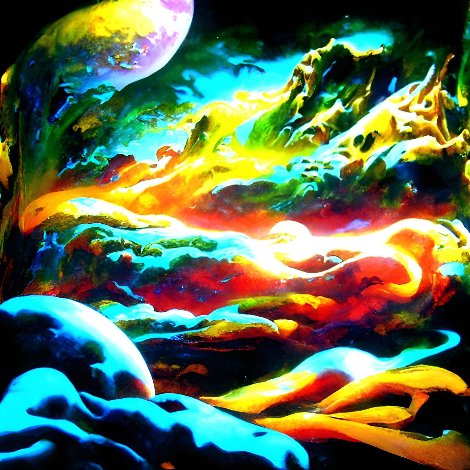 Psychedelic Cosmic Landscape in Vaporwave Style