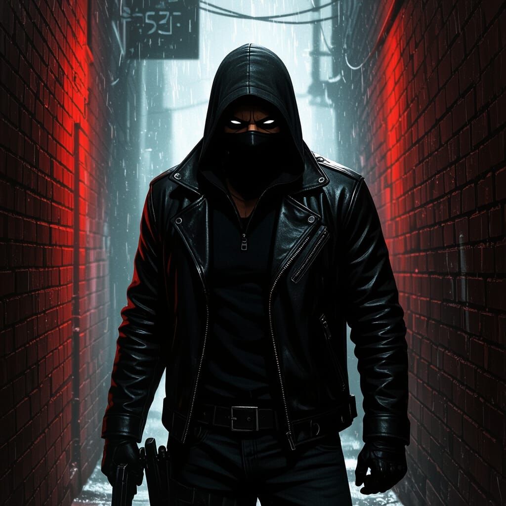 Menacing Burglar in Noir Alleyway