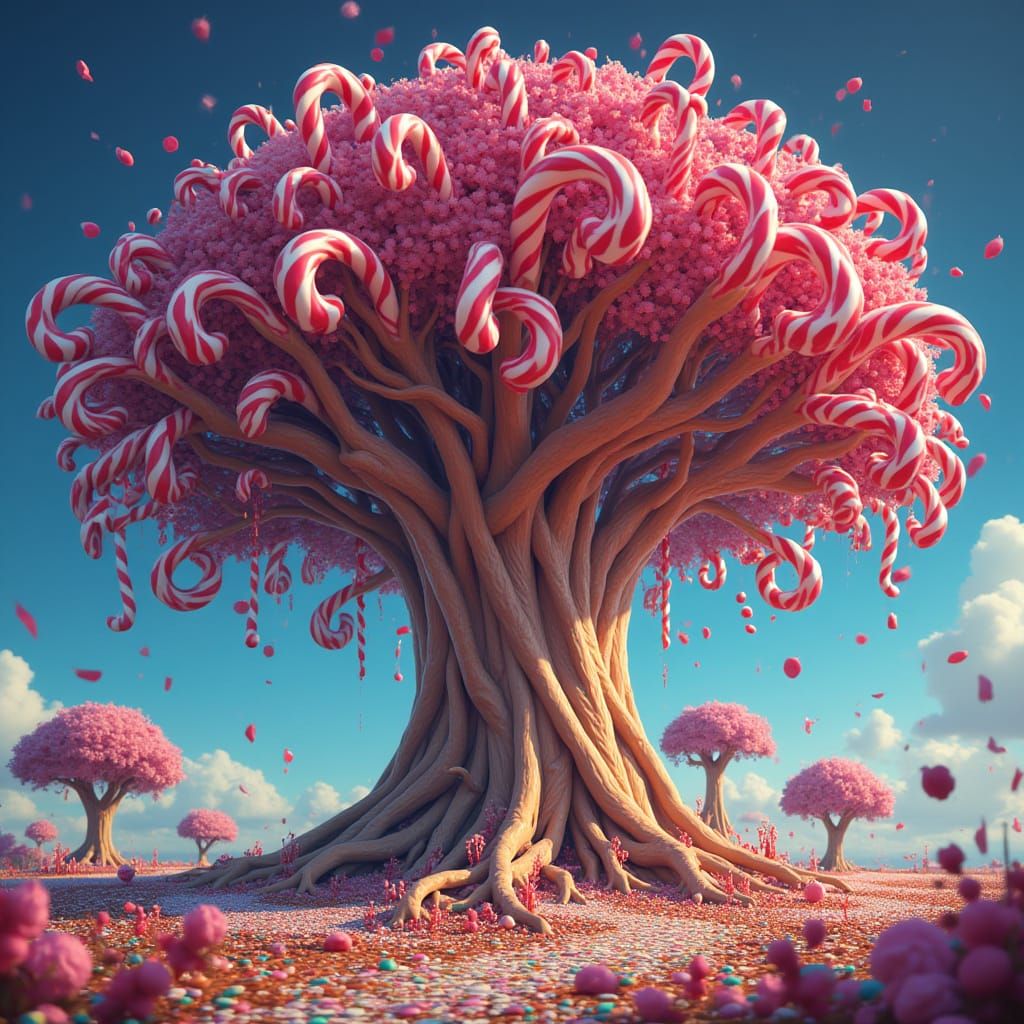 Giant Candy Cane Tree Dripping Caramel Sap