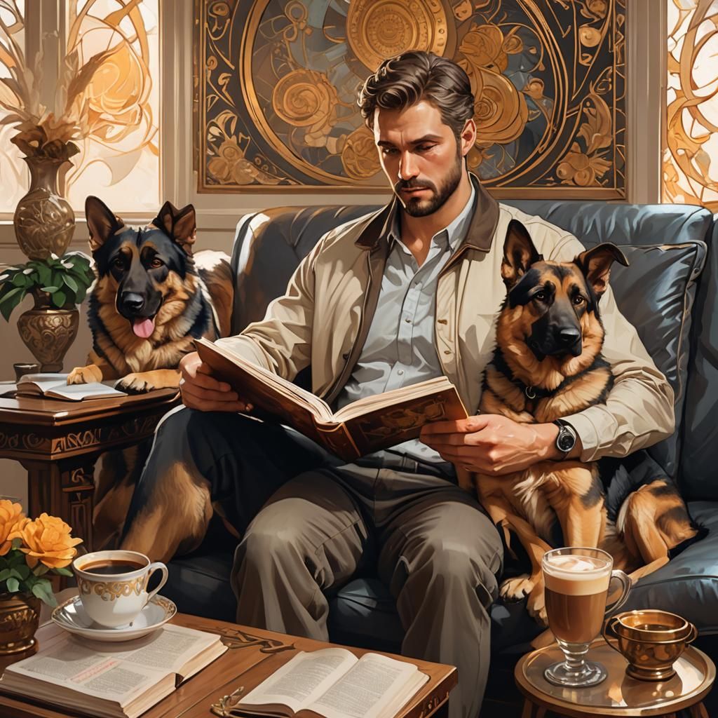 Man Reading at Night in Artgerm Digital Painting Style