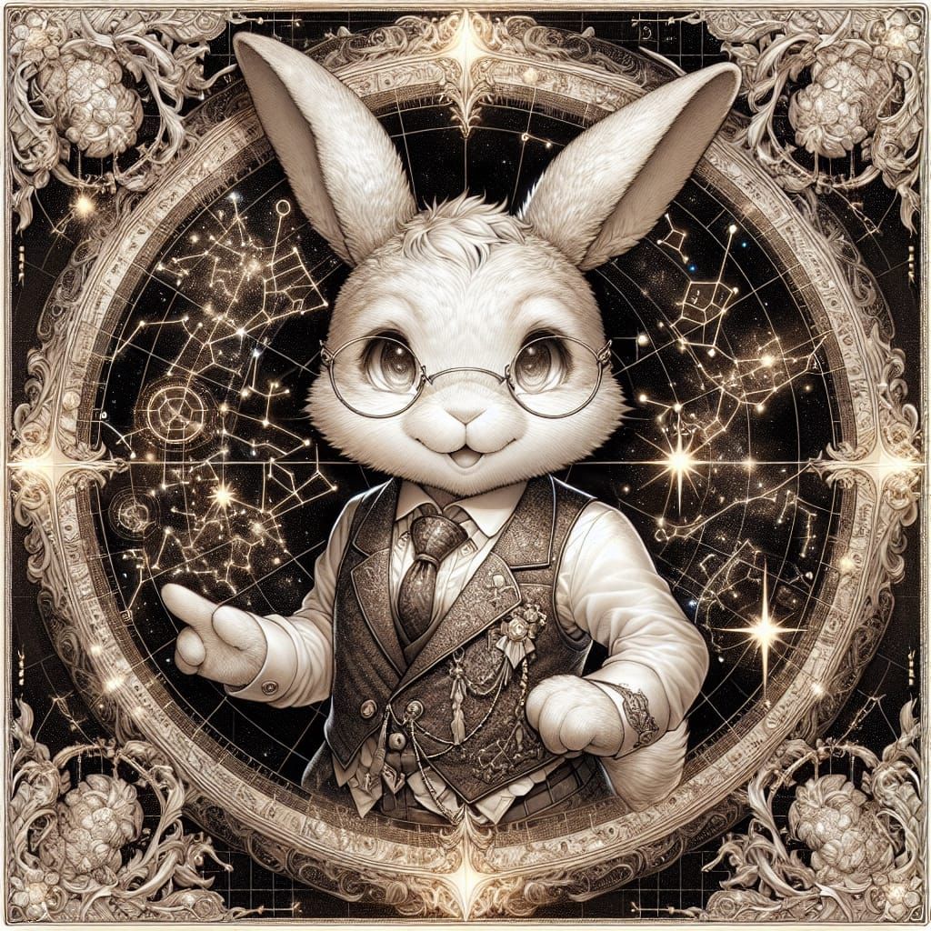 Anthropomorphic Rabbit in Waistcoat, Digital Art