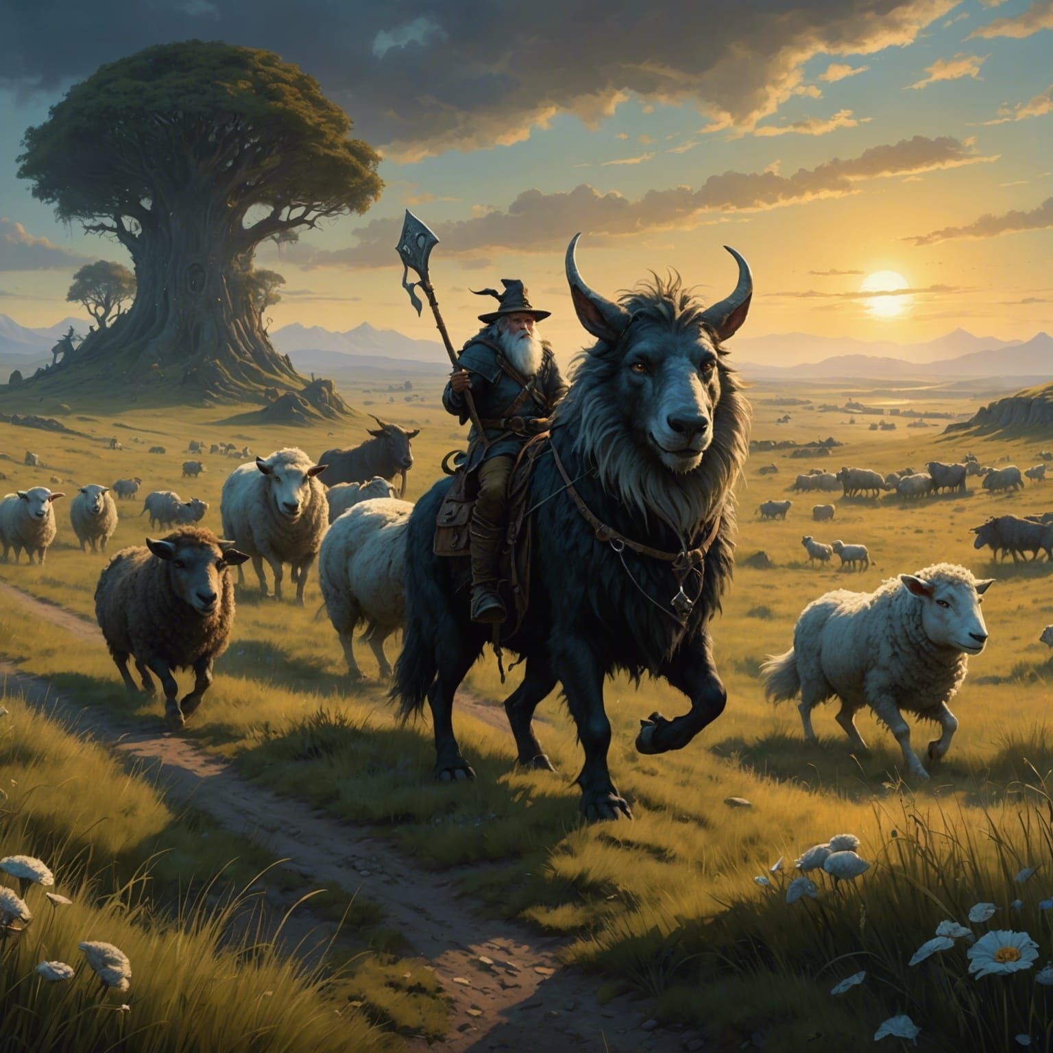 Trolls Ride to Eldritch Forest: Fantasy Art