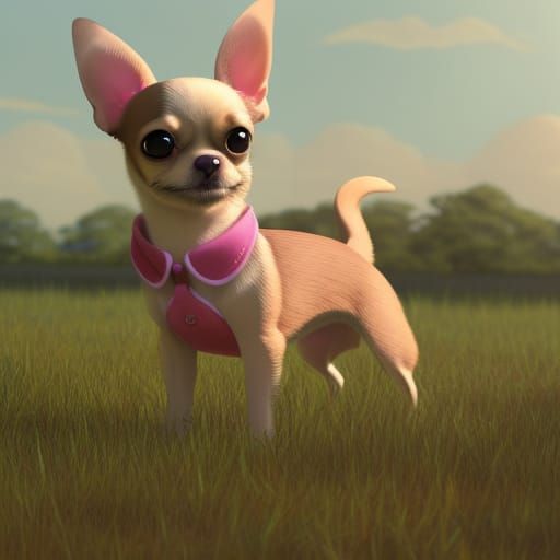 Chihuahua puppy in pink sauce