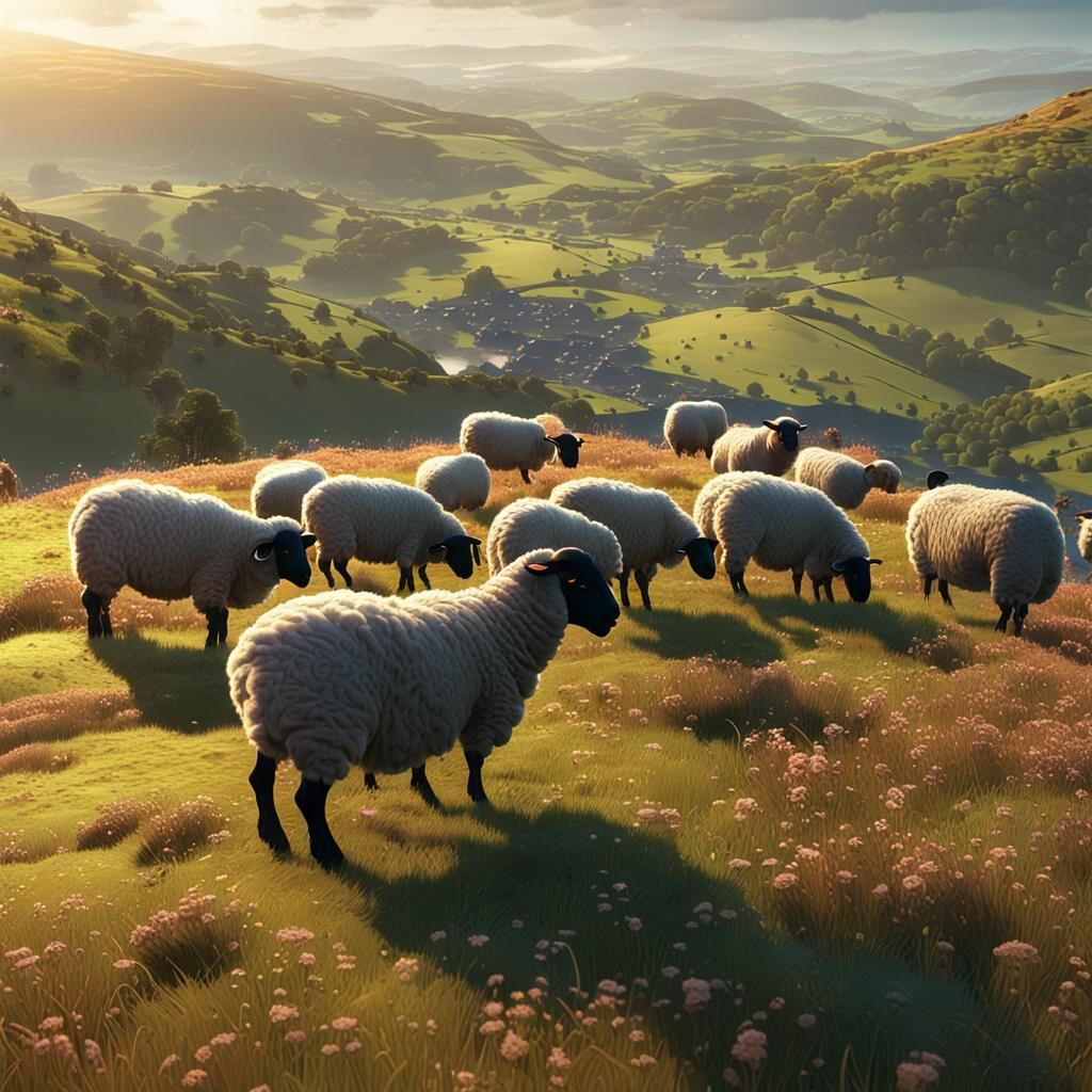 Sheep on Hillside in Ireland: 3D Game Cinematic