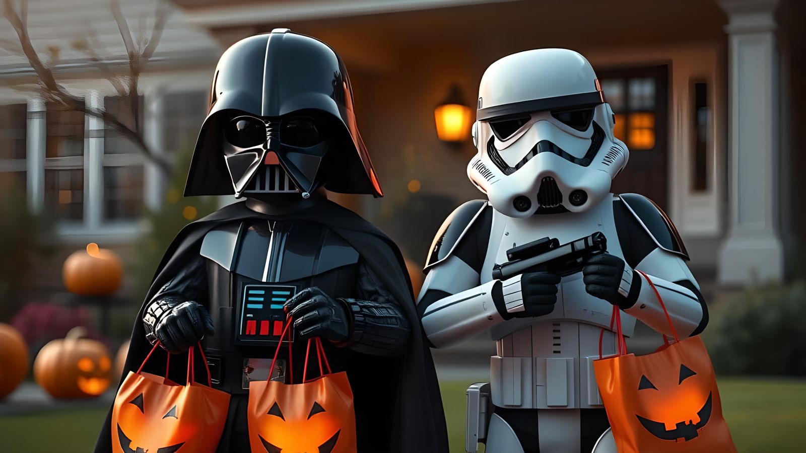 Star Wars Halloween with Darth Vader and Stormtrooper