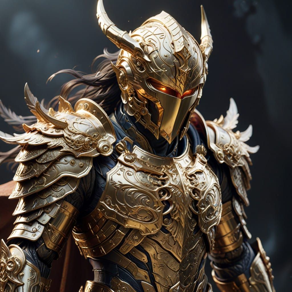 Golden Angel Warrior in Epic Anime Style