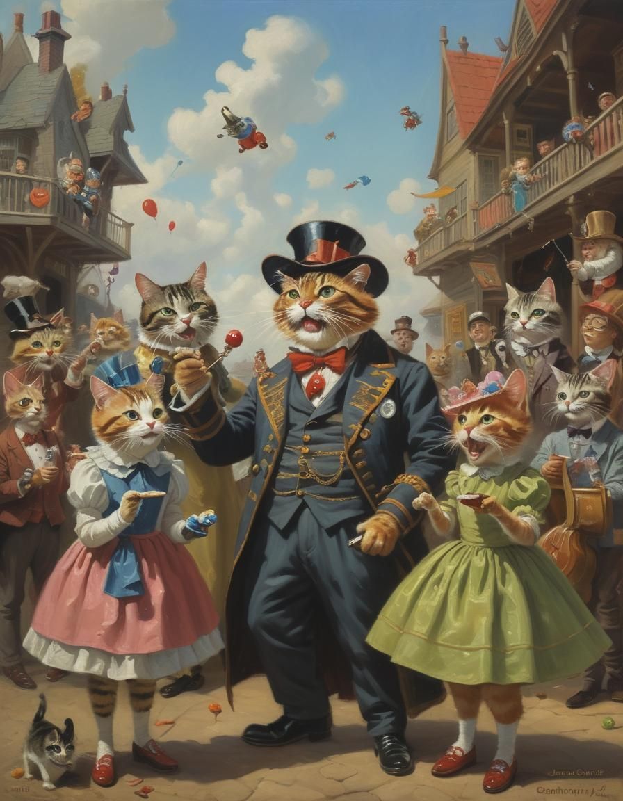 Whimsical Family Entertainment Poster in Oil Paint Style