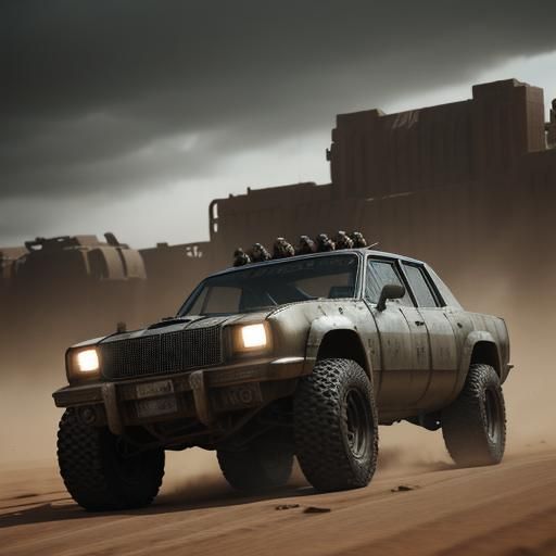 Mad Max Desert Storm Raiders in 3D Cinematic Style