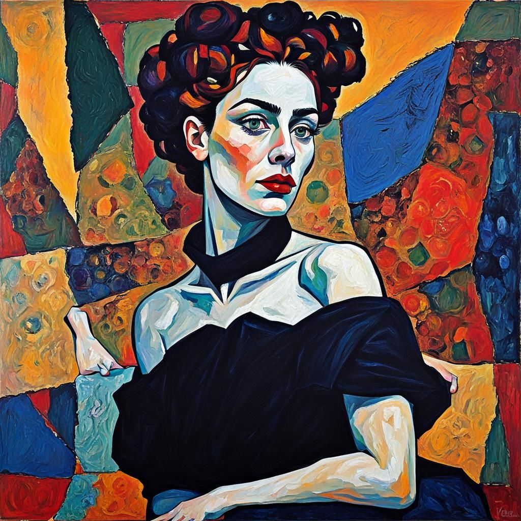Woman's Portrait in Acrylic Impasto Style