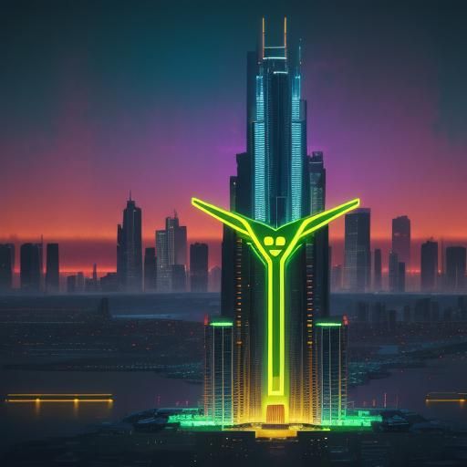 Giraffes on Coruscant in Anime Comic Style