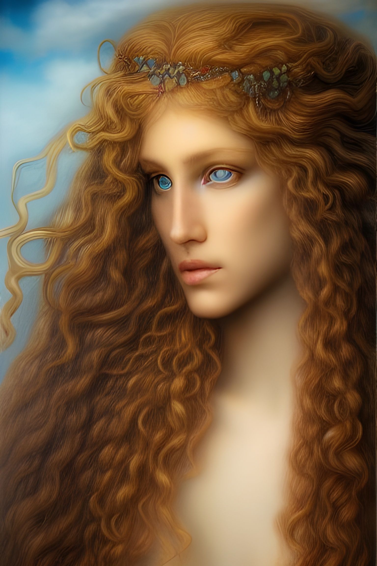 Greek Goddess Nyx Portrait in Hyperrealism Style
