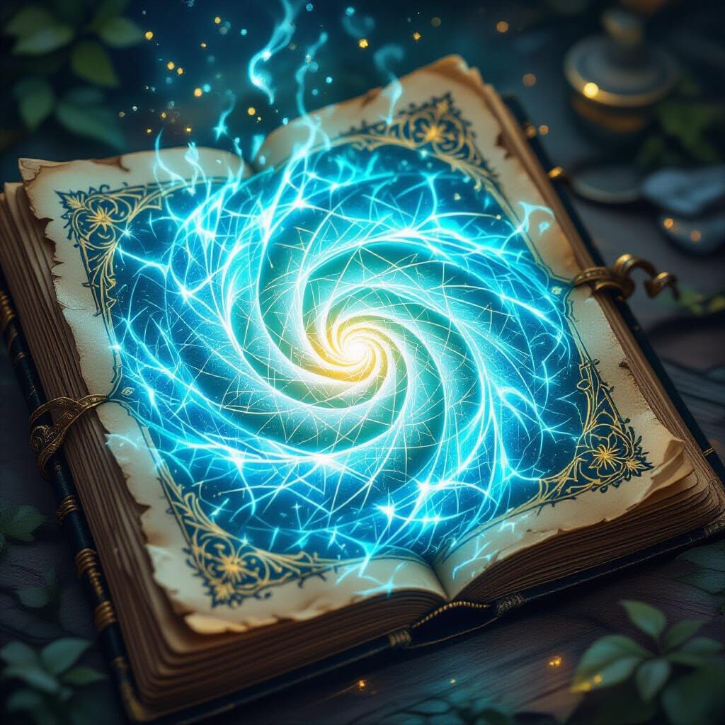 Mystical Journal with Luminescent Spiral Stones