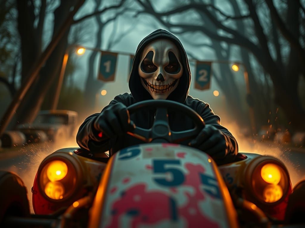 Ghostface in Go-Kart: A Dark Fairytale Portrait