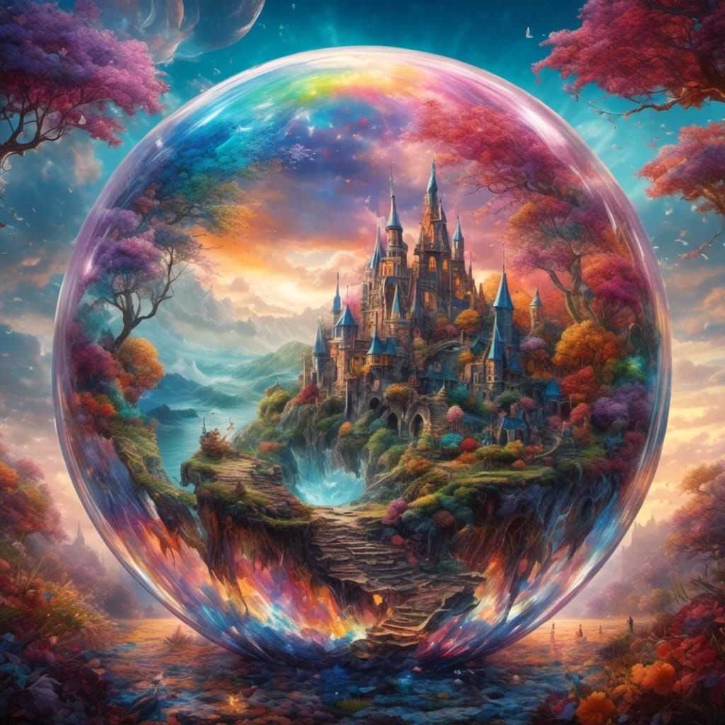 Hellish Landscape Shattering in Iridescent Crystal Ball