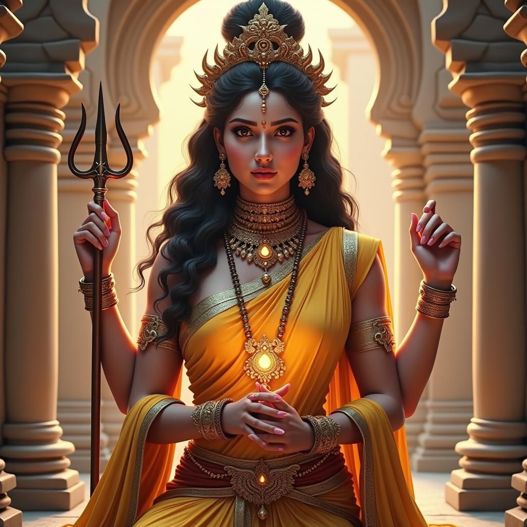 Goddess Durga in Ornate Sci-Fi Apparel