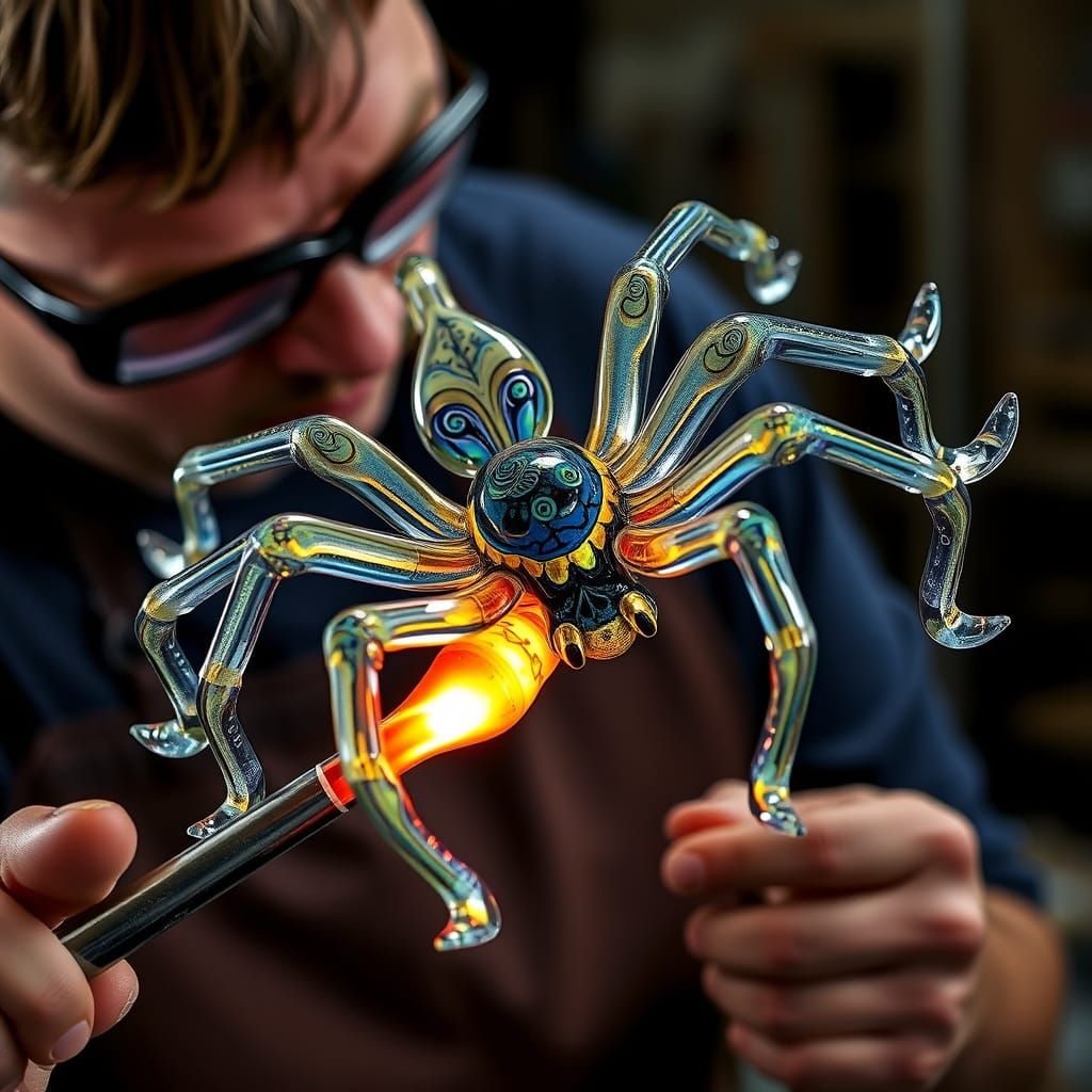 Delicate Glass Spider in Vibrant Iridescent Colors