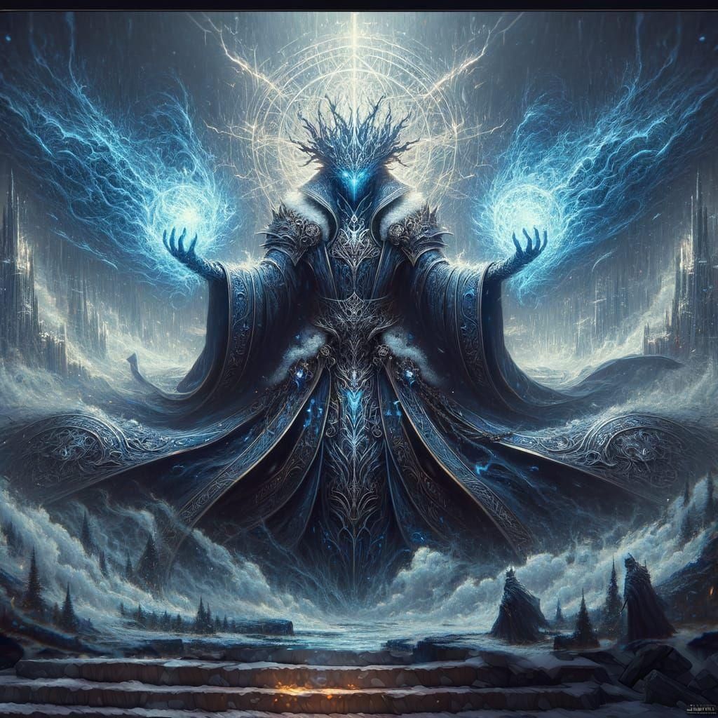 Frostfire Mage Casting Spell in Warcraft Art Style