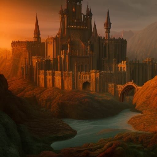 Enchanted Castle in Vibrant Fantasy Land