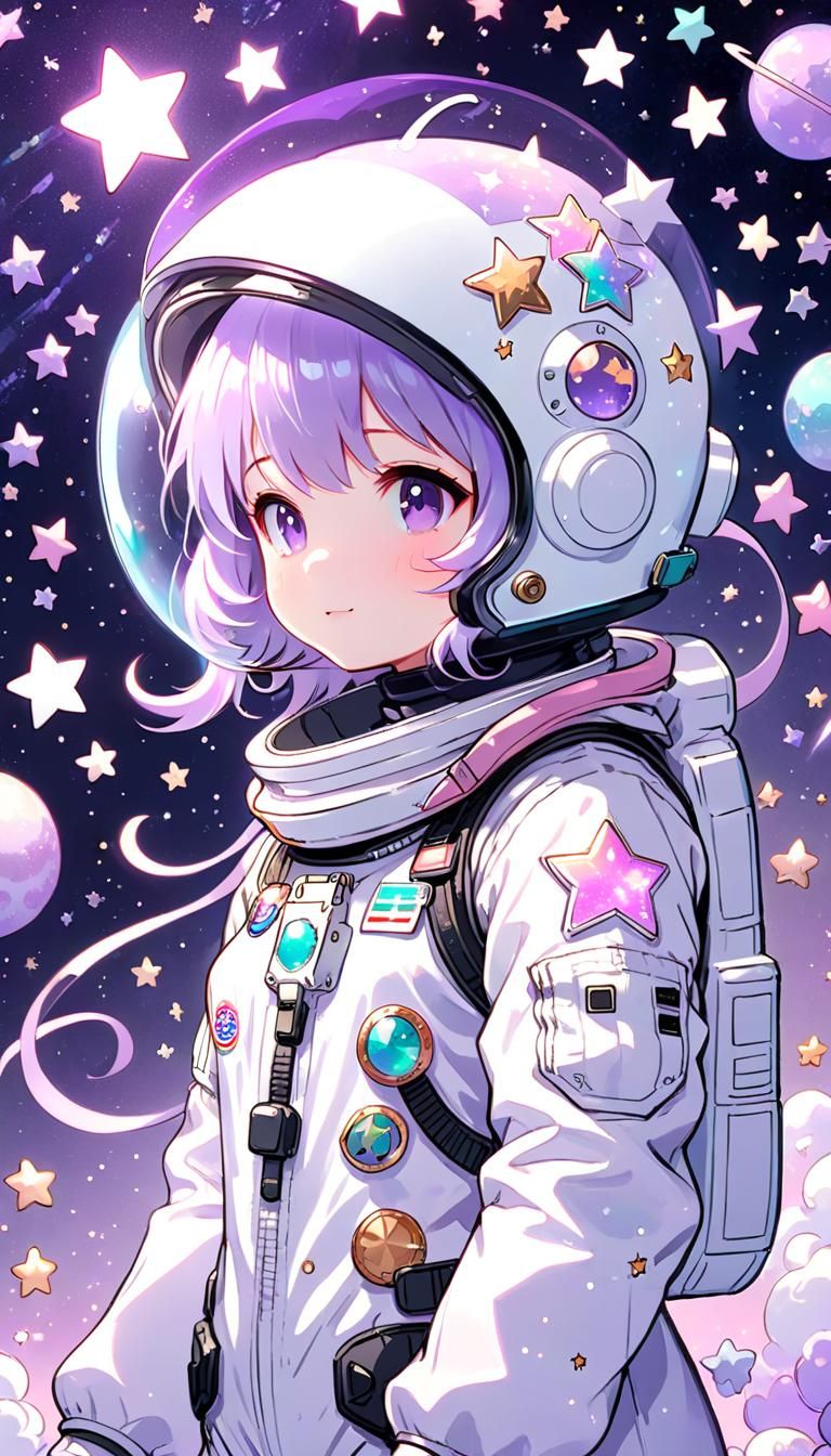 Cute Astronaut in Dreamcore Anime Style