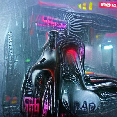 Biomechanical Alien Underground in Cyberpunk Style