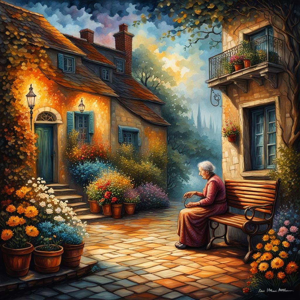 Elderly Woman and Mother in Watercolor Style