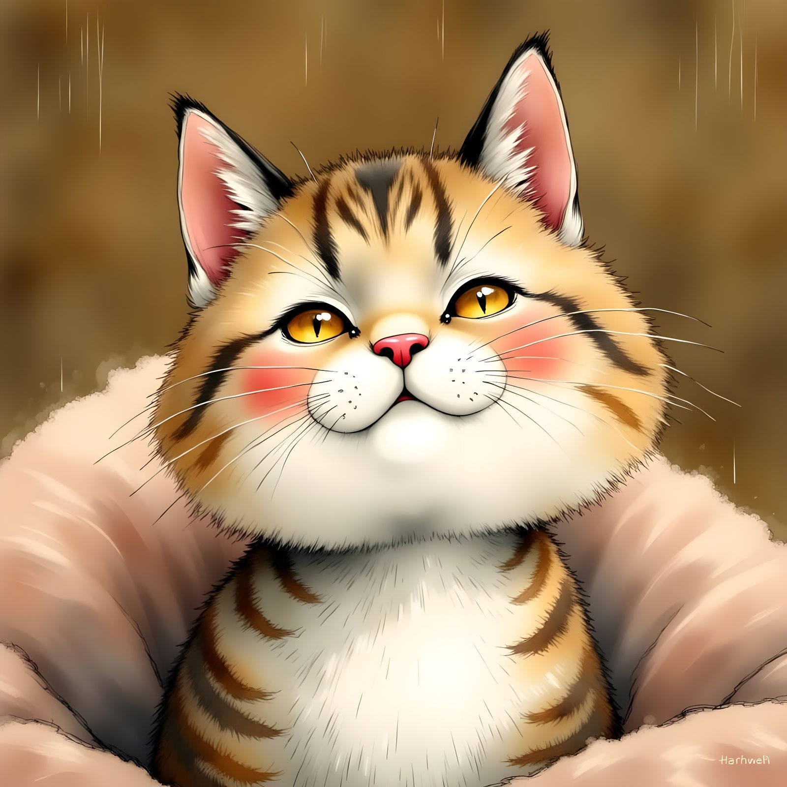 Affectionate Cat Headbutt at Sunset