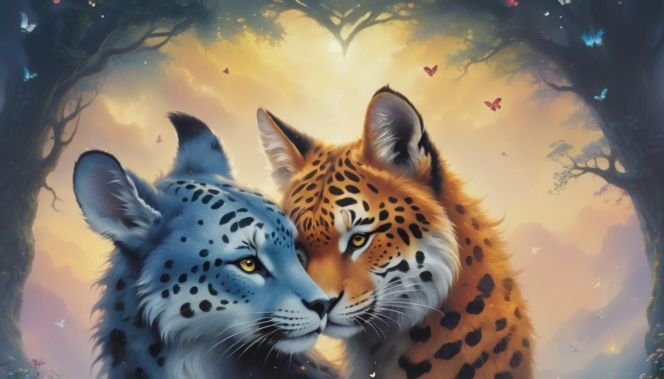 Animals in Love: Ethereal Fantasy Scene