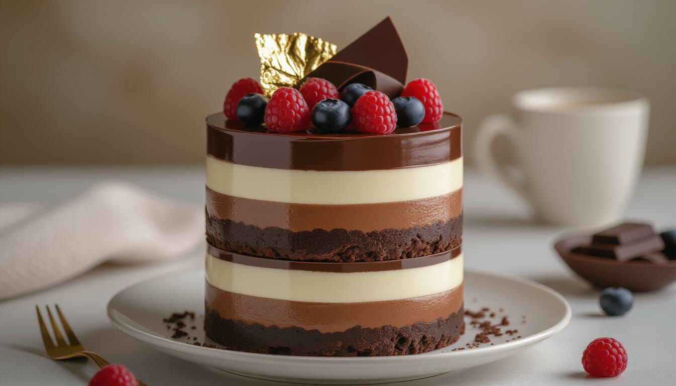 Luxurious Chocolate Mousse Tower: Photorealistic Dessert