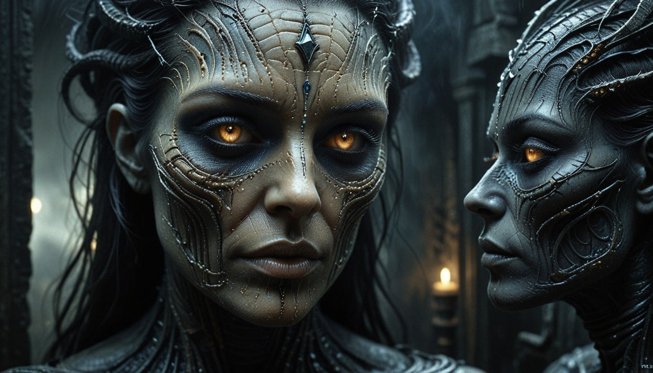 Demonic Woman Sees Angelic Reflection in Diamond Eyes