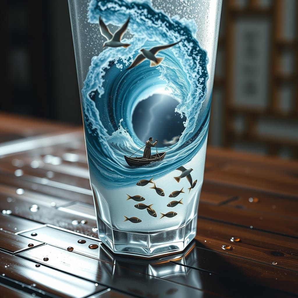 Hyperrealistic Korean Soju Glass Transports Viewer to Stormy...