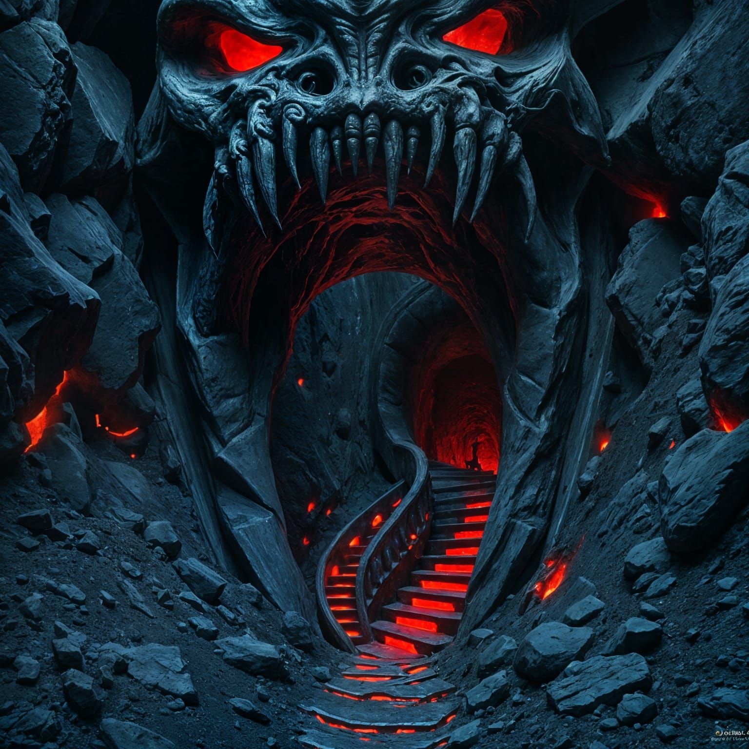 Surreal Abysmal Staircase Descends into Infernal Depths